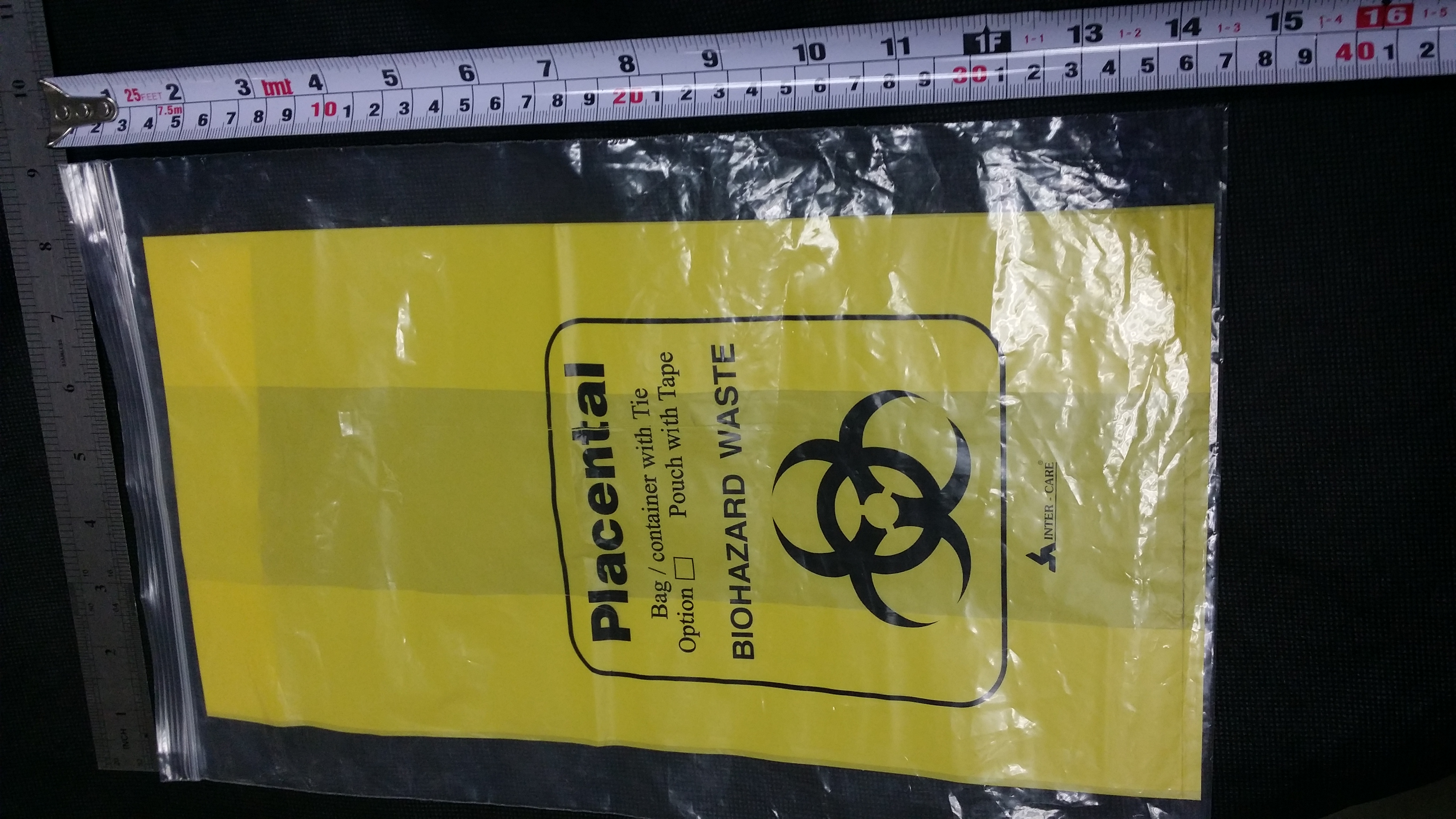 YELLOW PLACENTA BAG WITH TIE (BIOHAZARD)